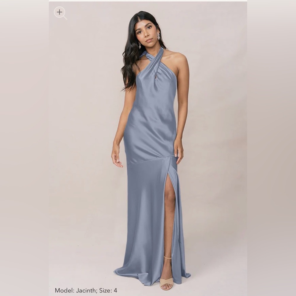 Revelry Athena Satin Dress- French Blue
